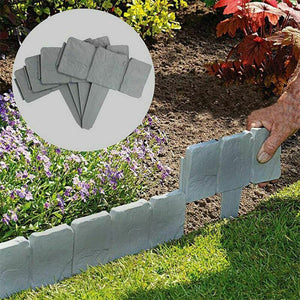 10pcs Home Garden Fence Supplies Plastic Home Garden Plant Border Edging Plastic Fence Stone OutdoorLawn Yard Flower Bed Border