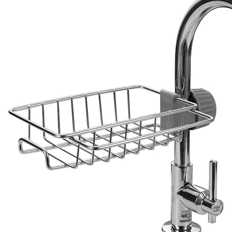 1PC Stainless Steel Faucet Rack Kitchen Storage Shelf Sponge Dish Cloth Finishing Rack Drain Dry Rack Pool Rag Storage Basket