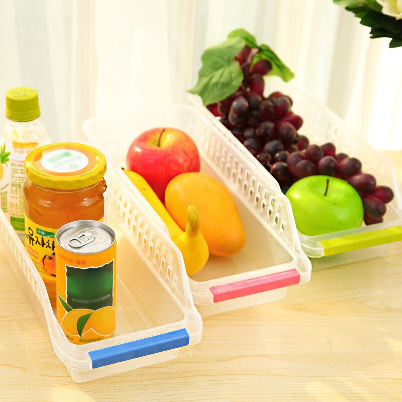 1Pc Kitchen Storage Container Refrigerator Organizer Adjustable Plastic Fridge Shelf Holder Basket Food Storage Box Rack  Drawer