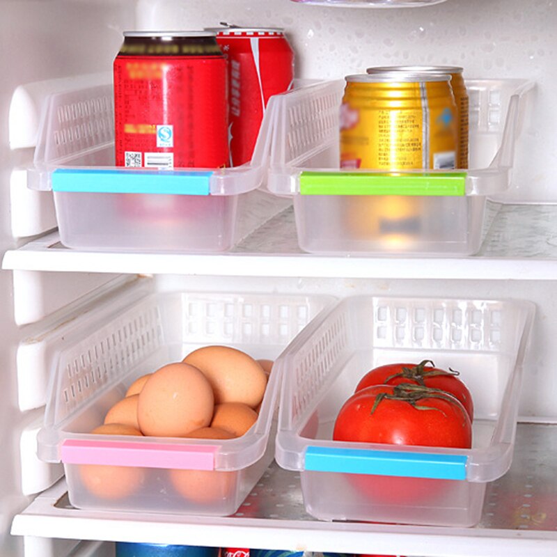 1Pc Kitchen Storage Container Refrigerator Organizer Adjustable Plastic Fridge Shelf Holder Basket Food Storage Box Rack  Drawer