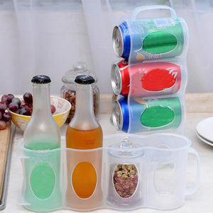 4 Holes Beer Soda Drink Juice Can Fridge Drink Bottle Holder Refrigeration Kitchen Storage Box Organizer Case Clear Container