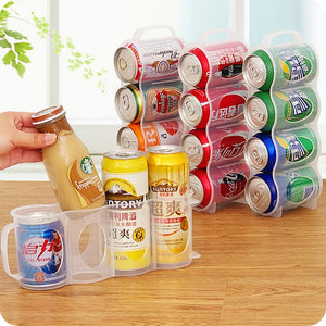 4 Holes Beer Soda Drink Juice Can Fridge Drink Bottle Holder Refrigeration Kitchen Storage Box Organizer Case Clear Container