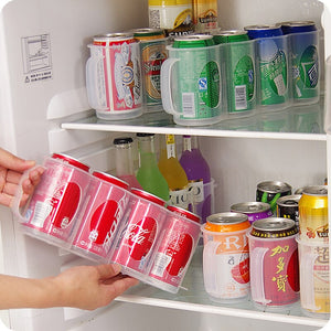 4 Holes Beer Soda Drink Juice Can Fridge Drink Bottle Holder Refrigeration Kitchen Storage Box Organizer Case Clear Container