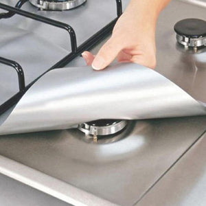 4Pcs Gas Stove Protector Cover Liner Reusable Stovetop Burner Protector Cover Foil Cover Mat Kitchen Cookware Pad Clean Liner