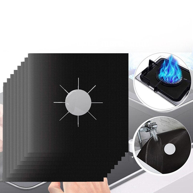 4Pcs Gas Stove Protector Cover Liner Reusable Stovetop Burner Protector Cover Foil Cover Mat Kitchen Cookware Pad Clean Liner