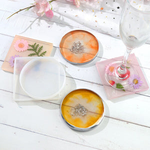 DIY Geometric Round Coaster Mold Silicone Epoxy Resin Casting Clay Mould Jewelry Pendant Making Tool Translucent Circle Coaster