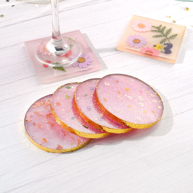 DIY Geometric Round Coaster Mold Silicone Epoxy Resin Casting Clay Mould Jewelry Pendant Making Tool Translucent Circle Coaster