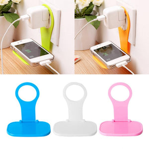 Hanging Phone Charging Holder Wall Mount Adapter Hanger Folding Load Plug Socket Chargerstand Hitch Rack Random Color