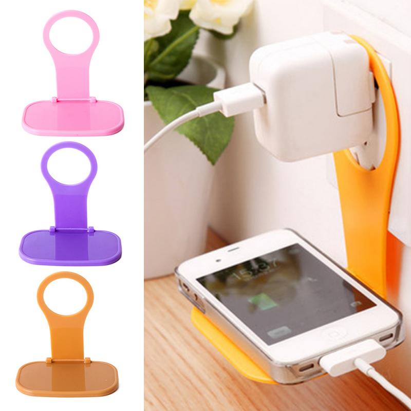 Hanging Phone Charging Holder Wall Mount Adapter Hanger Folding Load Plug Socket Chargerstand Hitch Rack Random Color