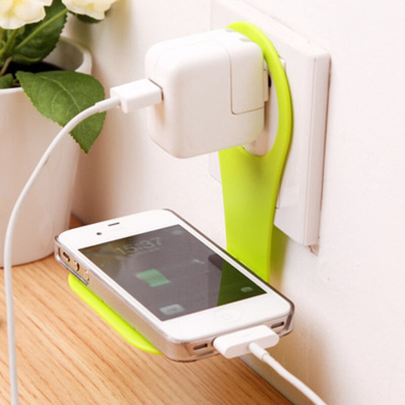 Hanging Phone Charging Holder Wall Mount Adapter Hanger Folding Load Plug Socket Chargerstand Hitch Rack Random Color