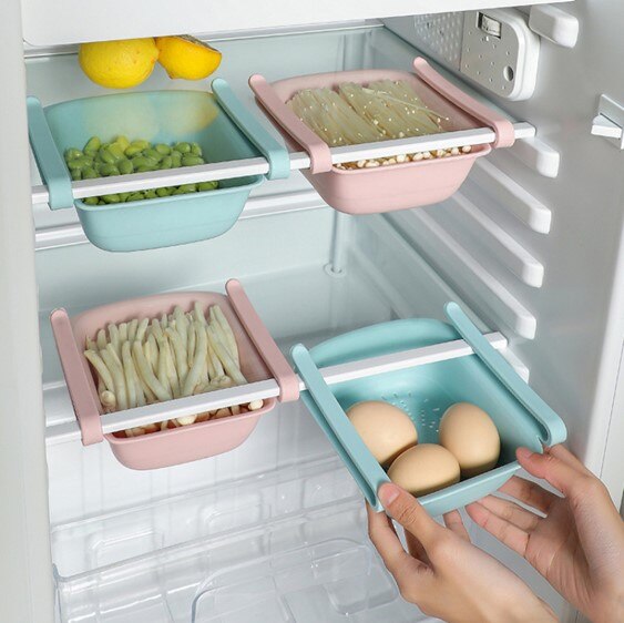 Kitchen Refrigerator Fruit Storage Basket Pull-out Storage Box Holder Food Organizer Drawer Shelf Home Fresh Spacer Storage Rack