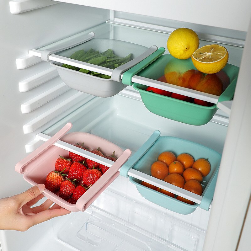 Kitchen Refrigerator Fruit Storage Basket Pull-out Storage Box Holder Food Organizer Drawer Shelf Home Fresh Spacer Storage Rack