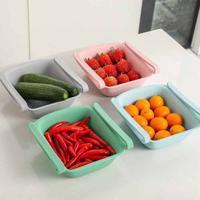 Kitchen Refrigerator Fruit Storage Basket Pull-out Storage Box Holder Food Organizer Drawer Shelf Home Fresh Spacer Storage Rack