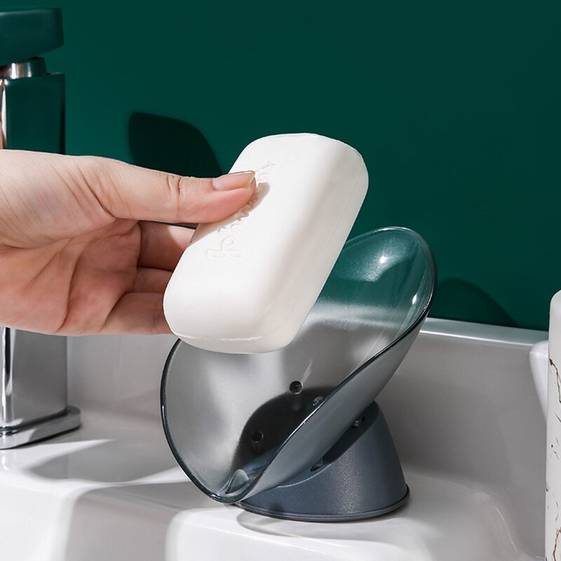 Leaf Shape Soap Box Drain Soap Holder Box Soap Dish Bathroom Shower Soap Holder Storage Plate Tray Bathroom Supplies Gadgets