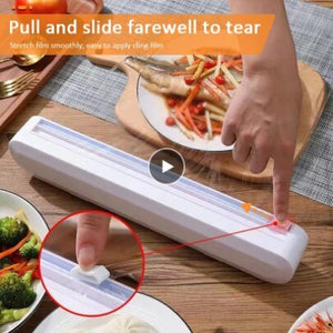 Punch-free Fixing Food Wrap Dispenser Foil Cling Film Wrap Dispenser Plastic Sharp Cutter Storage Holder Kitchen Storage Tool