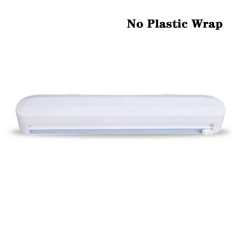 Punch-free Fixing Food Wrap Dispenser Foil Cling Film Wrap Dispenser Plastic Sharp Cutter Storage Holder Kitchen Storage Tool