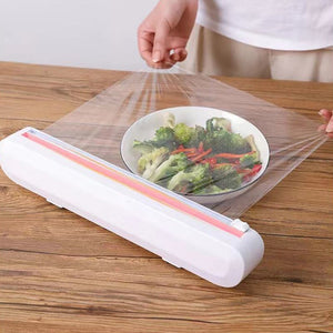 Punch-free Fixing Food Wrap Dispenser Foil Cling Film Wrap Dispenser Plastic Sharp Cutter Storage Holder Kitchen Storage Tool